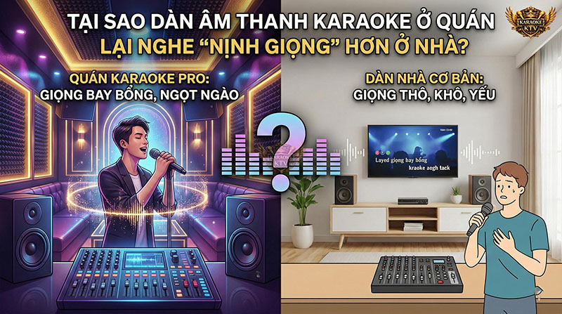 Tại sao dàn âm thanh Karaoke ở quán lại nghe nịnh giọng hơn ở nhà