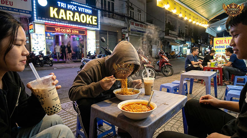 Những quán ăn ven đường lúc 2-3 giờ sáng là điểm đến quen thuộc của các "karaoke thủ"