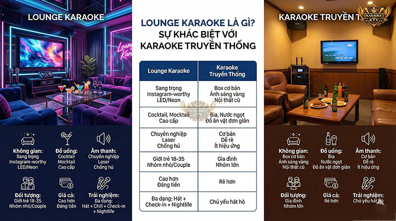 Bảng so sánh chi tiết: Lounge Karaoke vs Karaoke truyền thống