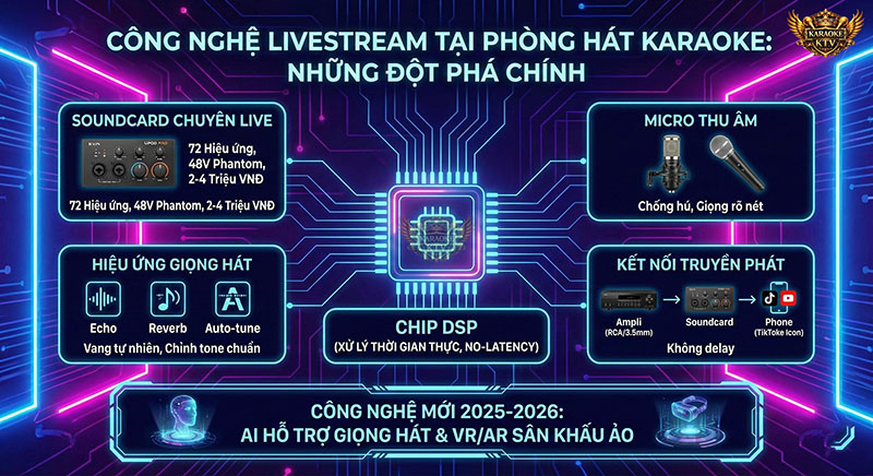 Các phòng hát thế hệ mới được trang bị công nghệ khử nhiễu và tích hợp sẵn cổng kết nối livestream chất lượng cao