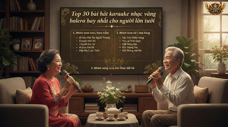 Hát karaoke cùng con cháu là cách tuyệt vời nhất để ông bà thư giãn và gắn kết tình cảm gia đình