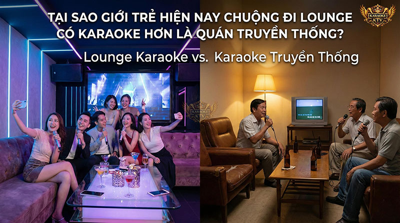 Không gian Lounge Karaoke hiện đại với đèn Neon và nội thất cao cấp