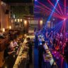 Ảnh đại diện so sánh hai sắc thái của Layla Bar 15B/98 Lê Thánh Tôn: bên trái là quầy bar sang trọng, ấm cúng lúc chập tối; bên phải là không gian tiệc tùng sôi động với đèn laser rực rỡ vào ban đêm