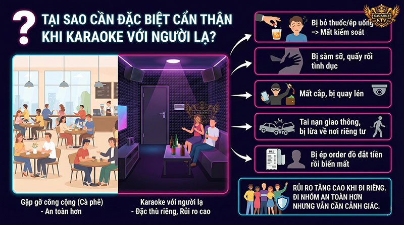 Khác với quán cà phê, phòng karaoke cách âm và riêng tư khiến việc kêu cứu trở nên khó khăn hơn