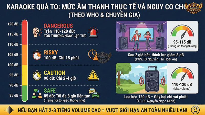 Loa kéo ngoài trời có thể đạt 120dB, gây tổn thương thính giác chỉ sau vài phút