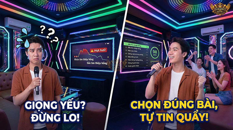 70% thành công của buổi hát karaoke nằm ở việc bạn chọn bài hát phù hợp với quãng giọng.