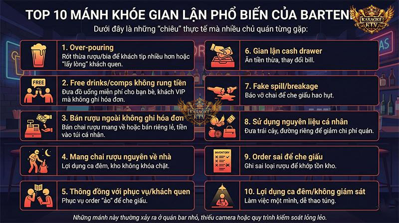 Top 10 Mánh Khóe Gian Lận Của Bartender Tại Quán Bar