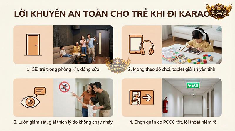 4 lời khuyên an toàn cho trẻ khi đi hát karaoke: Giữ trong phòng, mang đồ chơi, giám sát trẻ và chọn quán PCCC tốt