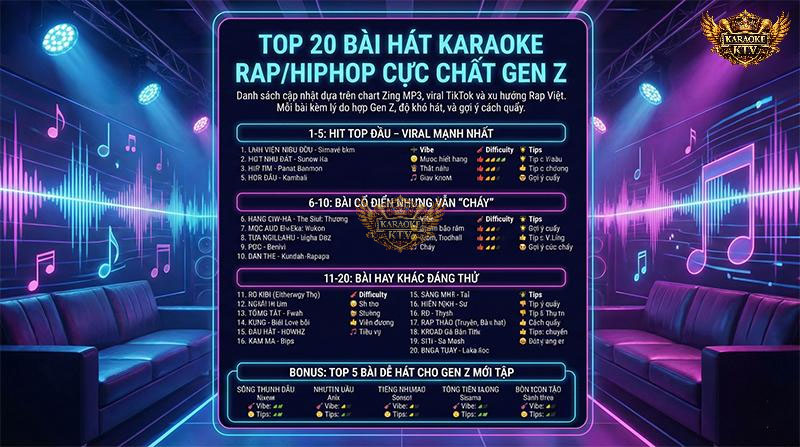 Cập nhật ngay danh sách 20 hit Rap Việt từ "dễ hát" đến "thách thức flow" để quẩy cùng hội bạn thân