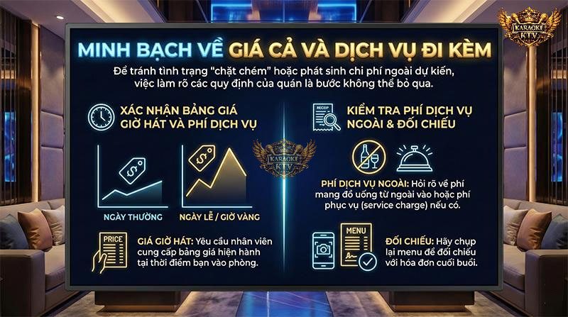 Tránh tình trạng "chặt chém" bằng cách xác nhận giá giờ hát và phí mang đồ ăn ngoài ngay từ quầy lễ tân