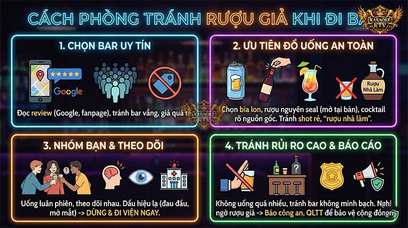 Ưu tiên bia lon, chọn quán uy tín hoặc chuyển sang các địa điểm giải trí an toàn hơn như Karaoke chất lượng cao