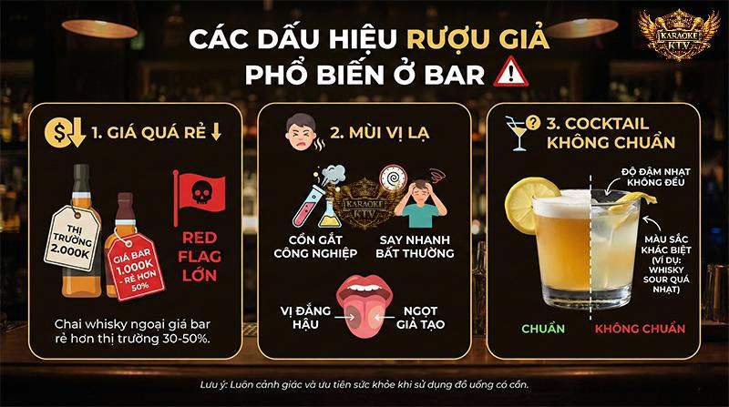 Giá bán rẻ bất thường, mùi cồn gắt hay một ly cocktail nhạt vị chính là những "red flag" bạn cần đặc biệt lưu tâm trước khi uống
