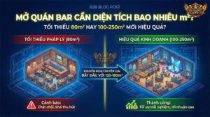 Diện tích mở quán bar: Tối thiểu pháp lý vs Hiệu quả kinh doanh