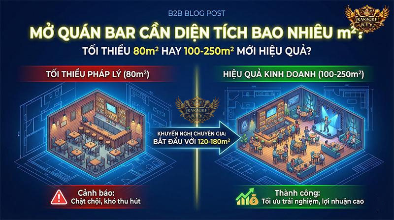 Diện tích mở quán bar: Tối thiểu pháp lý vs Hiệu quả kinh doanh