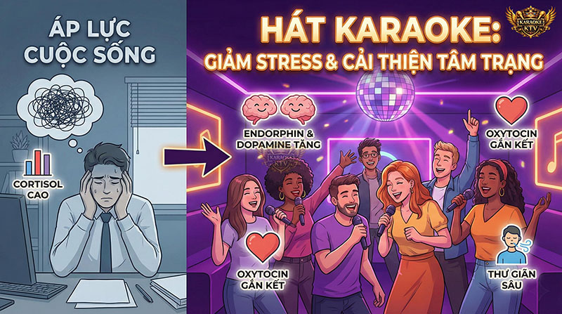 Hát karaoke là liệu pháp chuyển đổi tâm trạng nhanh chóng từ căng thẳng sang vui vẻ