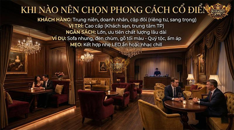 Lounge mang phong cách cổ điển là lựa chọn hoàn hảo để tiếp đãi khách VIP, mang lại cảm giác quý phái, đẳng cấp và tính riêng tư cao