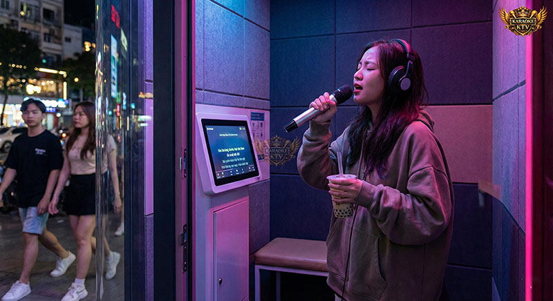 Các bốt karaoke mini mọc lên như nấm tại TP.HCM và Hà Nội, phục vụ nhu cầu giải trí nhanh gọn.