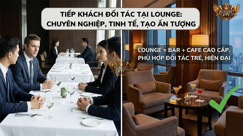 Với sự kết hợp hoàn hảo giữa bar và cà phê cao cấp, lounge mang lại ấn tượng hiện đại, đẳng cấp trong mắt đối tác