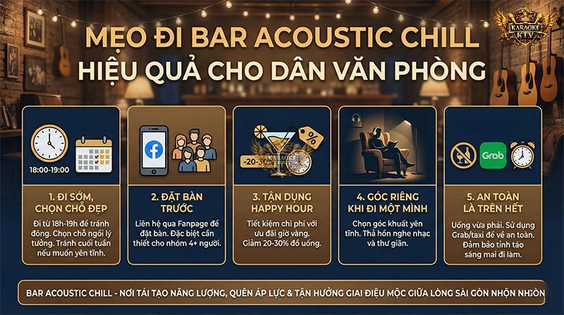 Đừng quên tận dụng khung giờ Happy Hour để tiết kiệm chi phí và luôn ưu tiên đặt xe công nghệ để đảm bảo an toàn sau khi "chill"