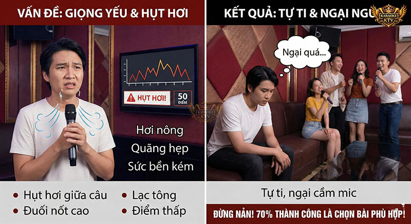 Hơi thở nông và quãng giọng hẹp là những lý do chính khiến bạn bị đuối sức ở đoạn điệp khúc.