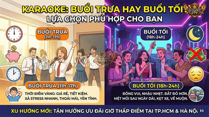 Bạn sẽ chọn sự thoải mái, tiết kiệm của buổi trưa hay không khí sôi động, náo nhiệt của buổi tối?