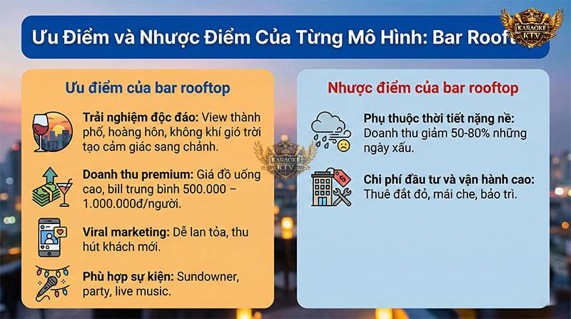 Ưu Điểm và Nhược Điểm Của Từng Mô Hình Bar Rooftop