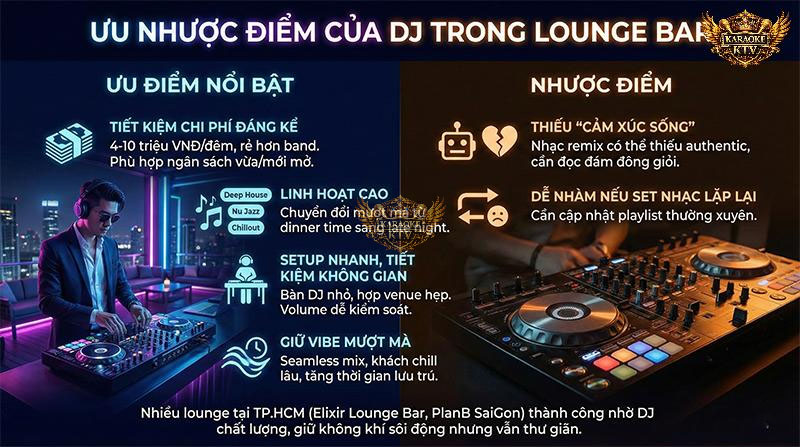DJ mang lại giải pháp tiết kiệm ngân sách, tối ưu cho không gian nhỏ hẹp và duy trì nhịp độ chill mượt mà xuyên suốt đêm tiệc