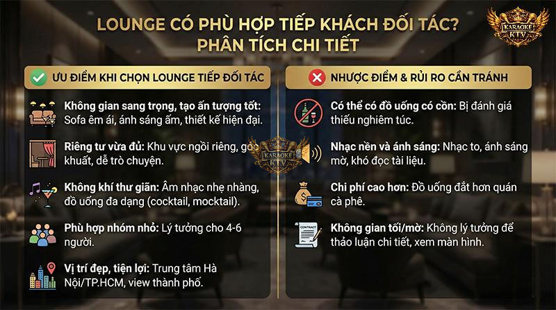 Nắm rõ các rủi ro về âm thanh, ánh sáng hay đồ uống có cồn sẽ giúp bạn làm chủ hoàn toàn buổi thương thuyết tại lounge
