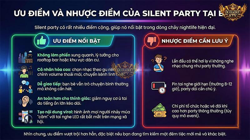 Không làm phiền khu dân cư, trò chuyện không cần hét và bảo vệ thính giác là những điểm cộng tuyệt đối của tiệc im lặng